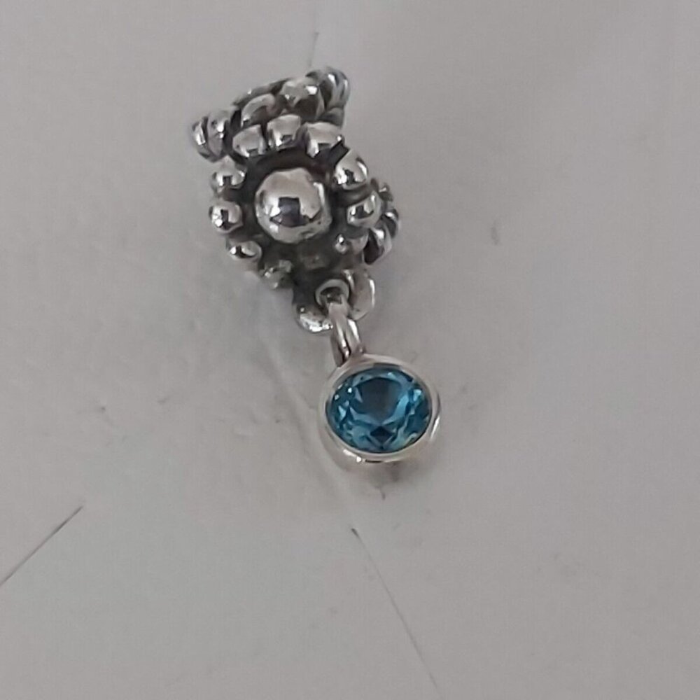 Authentic PANDORA *RETIRED*& RARE SS Blue Topaz Flower Daisy Dangle 790386TPP